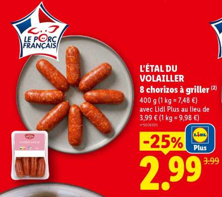 L'ÉTAL DU VOLAILLER 8 chorizos à griller