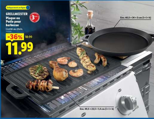 GRILLMEISTER Plaque ou poêle pour barbecue