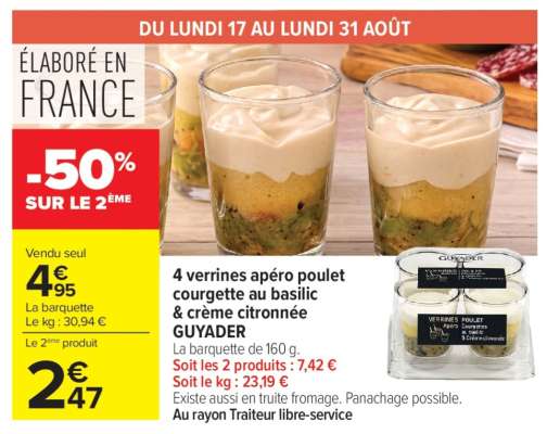 4 verrines apéro poulet courgette au basilic & crème citronnée GUYADER