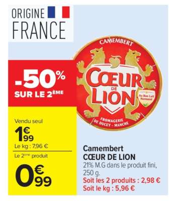 Camembert Coeur De Lion