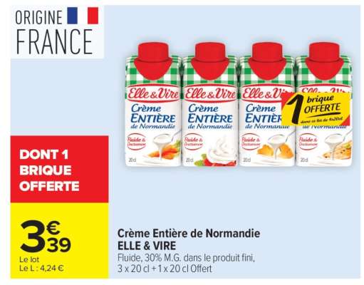 Crème Entière De Normandie Elle & Vire