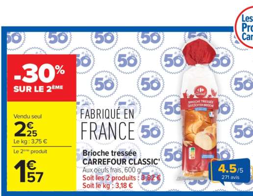 Brioche tressée CARREFOUR CLASSIC'