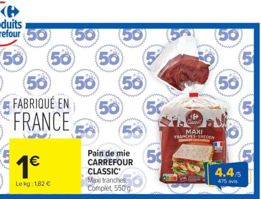 Pain de mie Carrefour Classic'