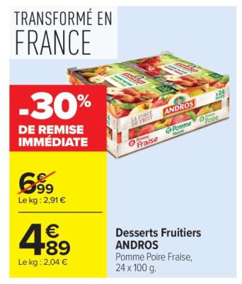 Desserts fruitiers ANDROS
