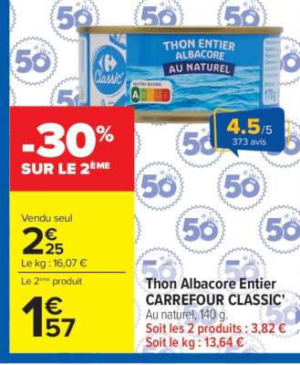Thon Albacore entier CARREFOUR CLASSIC'