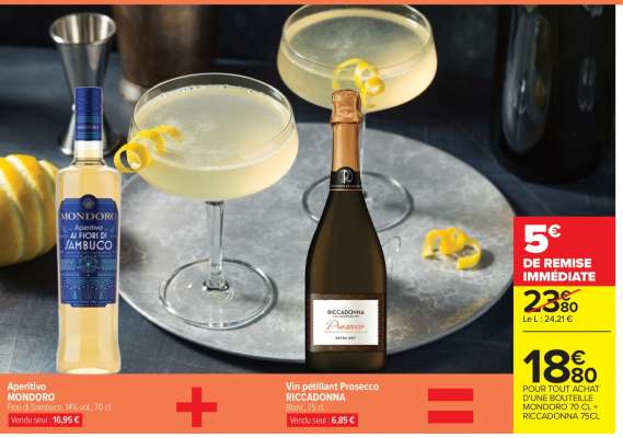 Aperitivo MONDORO + Vin pétillant Prosecco RICCADONNA