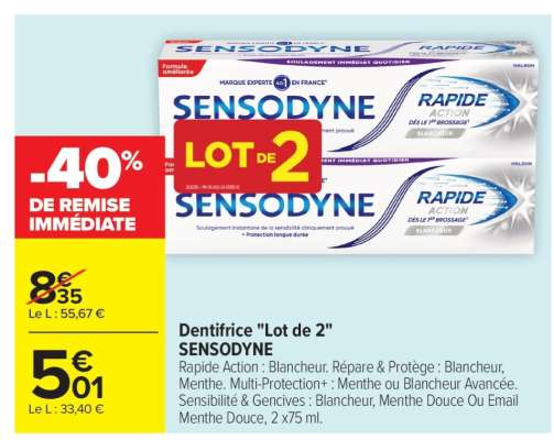 Dentifrice "Lot de 2" SENSODYNE