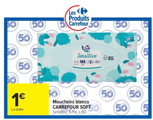 Mouchoirs blancs CARREFOUR SOFT
