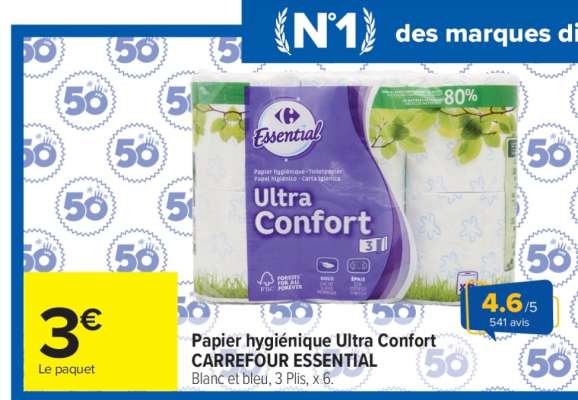 Papier hygiénique Ultra Confort CARREFOUR ESSENTIAL