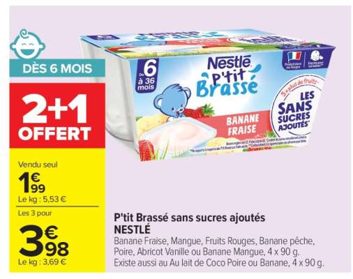 P'tit Brassé Sans Sucres Ajoutés Nestlé