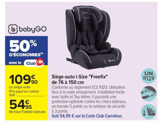 Siège-auto i-Size "Freefix" de 76 à 150 cm