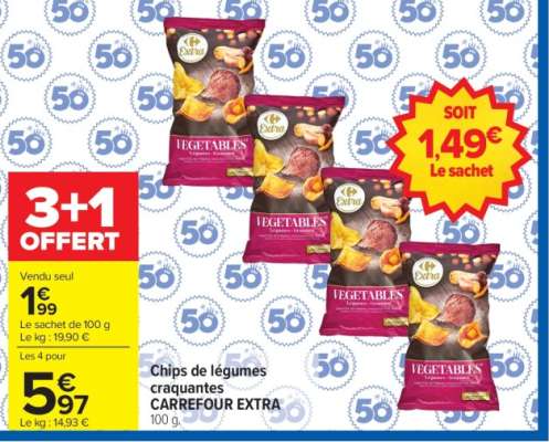 Chips de légumes croquantes CARREFOUR EXTRA