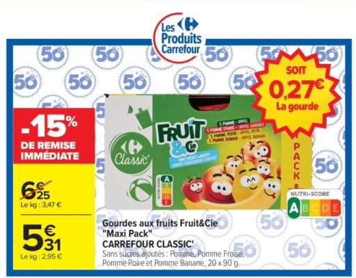 Gourdes aux fruits Fruit&Cie "Maxi Pack"