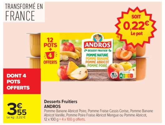 Desserts fruitiers ANDROS