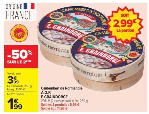 Camembert de Normandie A.O.P. E.GRAINDORGE