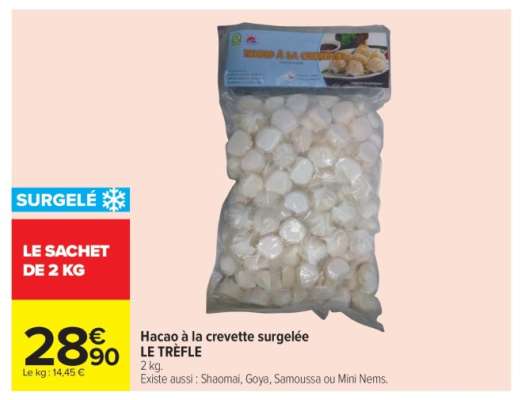 Hacao à la crevette surgelée