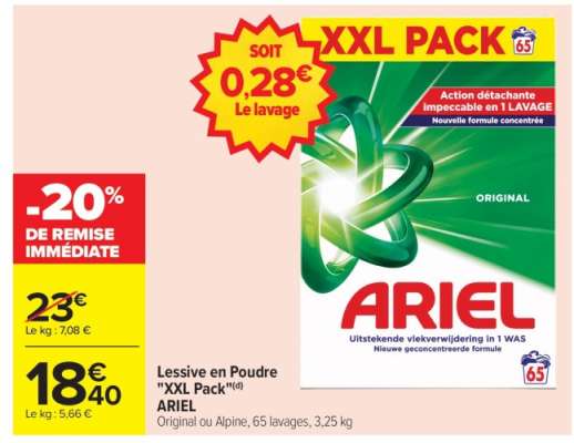 Lessive en Poudre "XXL Pack" ARIEL
