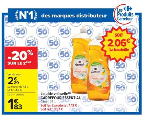 LIQUIDE VAISSELLE CARREFOUR ESSENTIAL