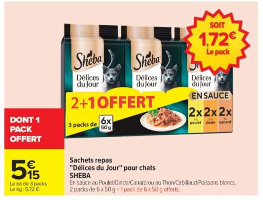 Sachets repas "Délices du Jour" pour chats