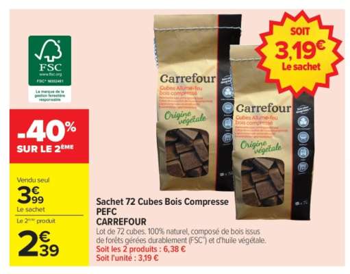 Sachet 72 Cubes Bois Compresse PEFC