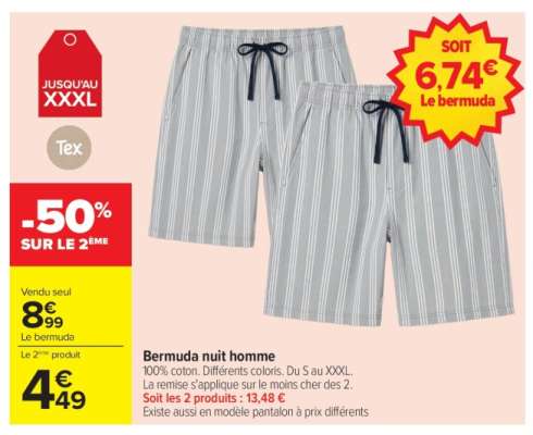 Bermuda nuit homme