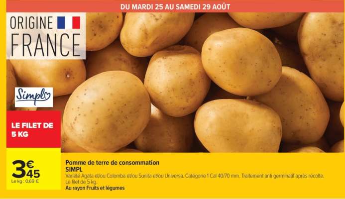 POMME DE TERRE DE CONSOMMATION