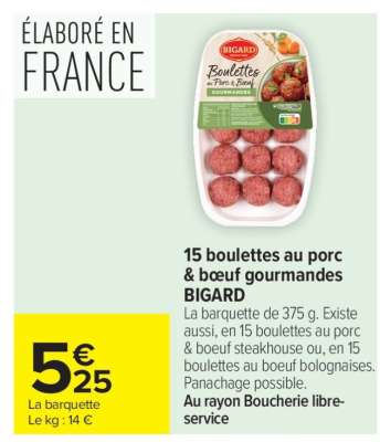 15 boulettes au porc & boeuf gourmandes BIGARD