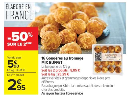16 gougères au fromage MIX BUFFET