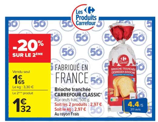 Brioche Tranchée Carrefour Classic'