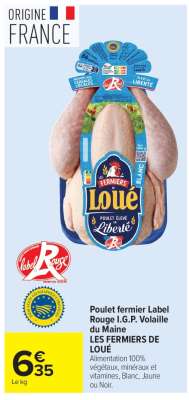 Poulet fermier Label Rouge I.G.P. Volaille du Maine LES FERMIERS DE LOUÉ