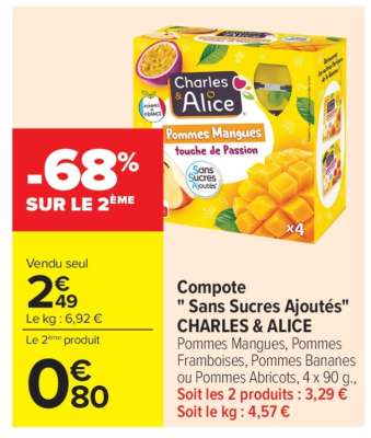 Compote Sans Sucres Ajoutés CHARLES & ALICE