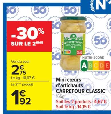 Mini cœurs d'artichauts CARREFOUR CLASSIC'