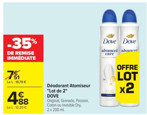 Déodorant atomiseur "Lot de 2" DOVE