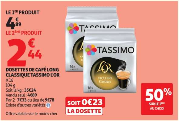 Dosettes De Café Long Classique Tassimo L'or