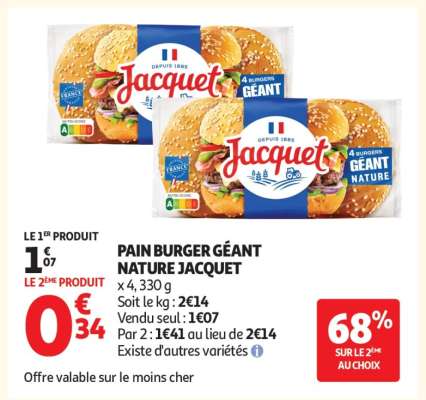 Pain burger géant nature JACQUET