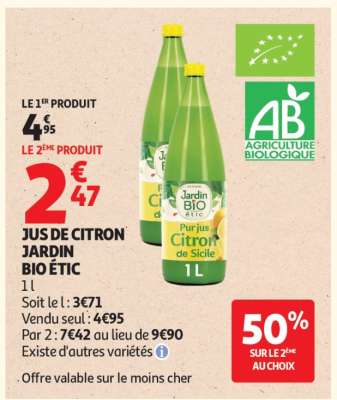 JUS DE CITRON JARDIN BIO ÉTIC