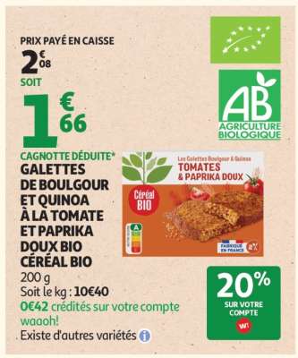 GALETTES DE BOULGOUR ET QUINOA À LA TOMATE ET PAPRIKA DOUX BIO CÉRÉAL BIO