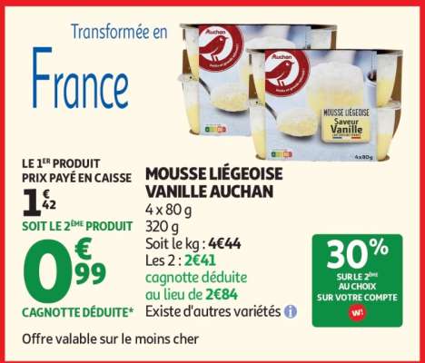 MOUSSE LIÉGEOISE VANILLE AUCHAN