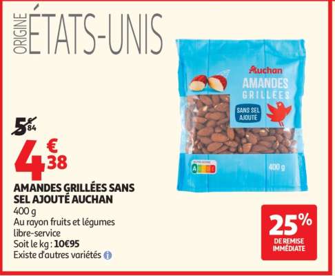 Amandes Grillées Sans Sel Ajouté Auchan