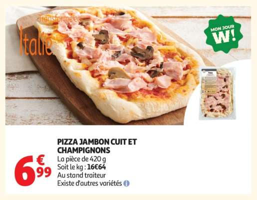 PIZZA JAMBON CUIT ET CHAMPIGNONS