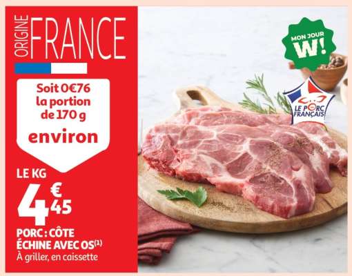 Porc : Côte Échine Avec Os