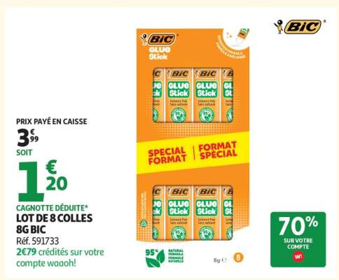 LOT DE 8 COLLES 8G BIC