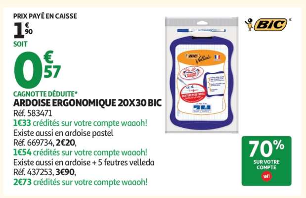 ARDOISE ERGONOMIQUE 20X30 BIC