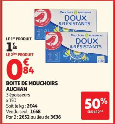 BOÎTE DE MOUCHOIRS AUCHAN