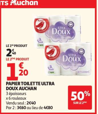 PAPIER TOILETTE ULTRA DOUX AUCHAN