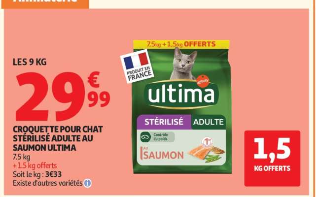 Croquette pour chat stérilisé adulte au saumon Ultima