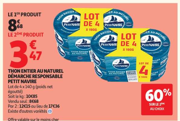 Thon entier au naturel Démarche Responsable Petit Navire