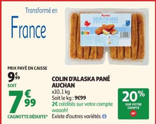 COLIN D'ALASKA PANÉ AUCHAN