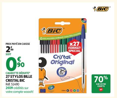 27 Stylos Bille Cristal Bic