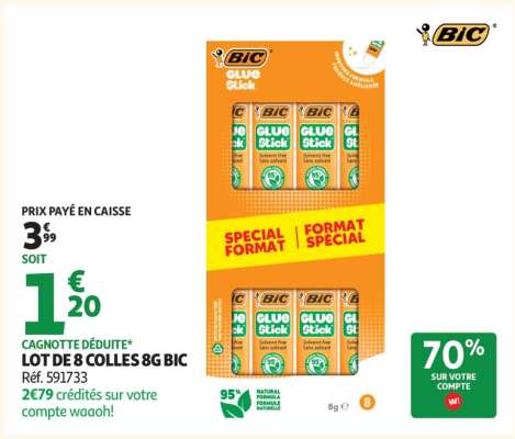 LOT DE 8 COLLES 8G BIC
